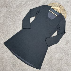 Horny Toad Shift Dress Tencel Gray Long Sleeves Knee Length V-Neck Size M